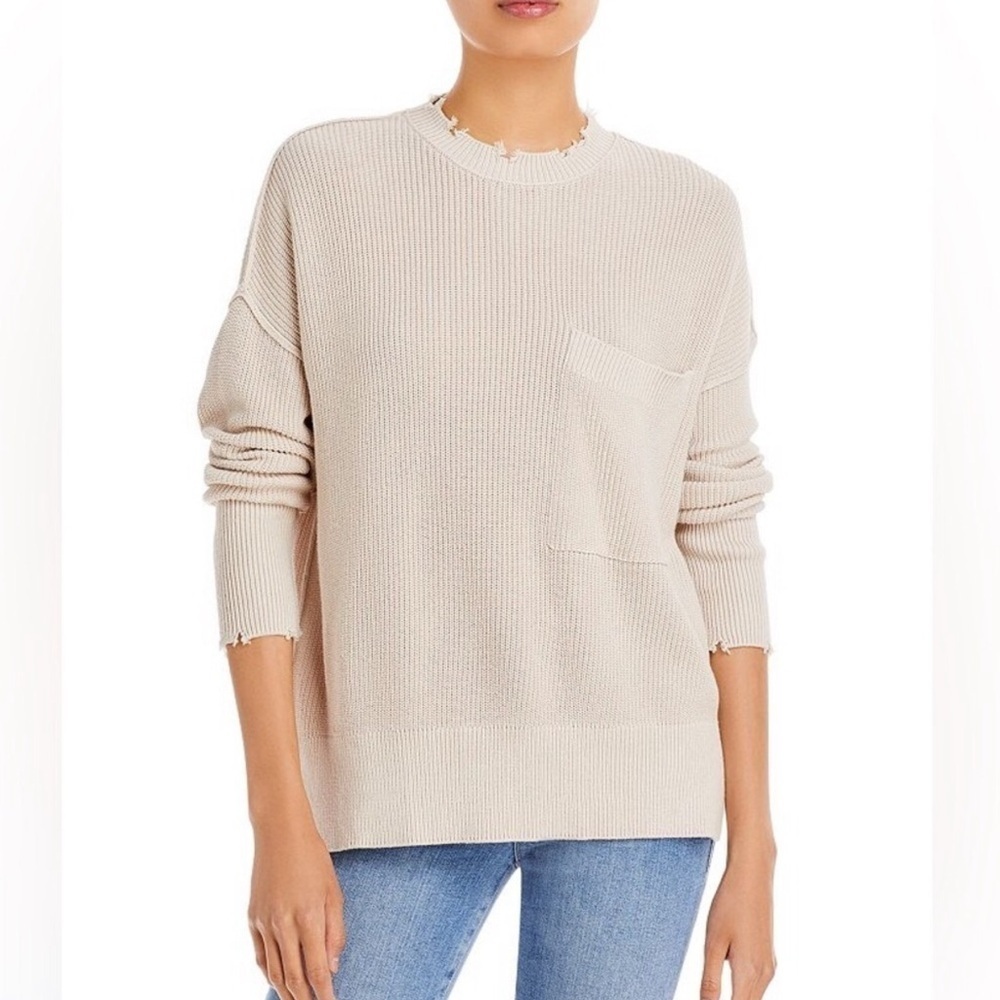 Pistola Cream Darya Oversized Large Pocket 100% Cotton Knit Sweater Size Medium